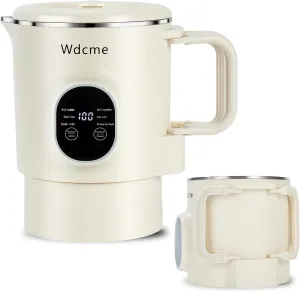 0.8L Portable Travel Electric Kettle, 27 Ounce Foldable Small Electric Kettle 304 Stainless Steel, Collapsible Mini Hot Water Boiler Heater with Temperature Control (White)