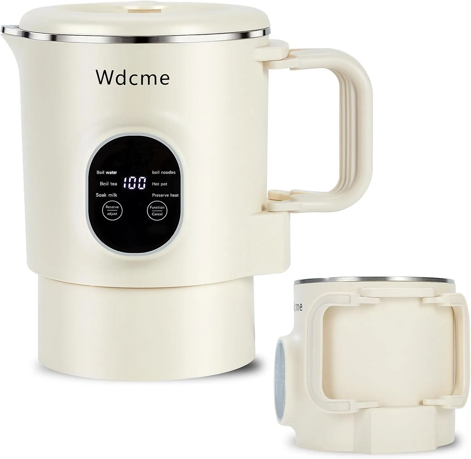 0.8L Portable Travel Electric Kettle, 27 Ounce Foldable Small Electric Kettle 304 Stainless Steel, Collapsible Mini Hot Water Boiler Heater with Temperature Control (White)