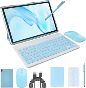 10 inch Tablet Android 14 Tablets 2 in 1 With Keyboard Case Mouse Stylus Android Tableta 8GB 64GB Support 1TB Expansion, 10.1" IPS HD Screen 2MP 8MP Dual Camera WiFi-6 Bluetooth 6000mAh Battery Tab.