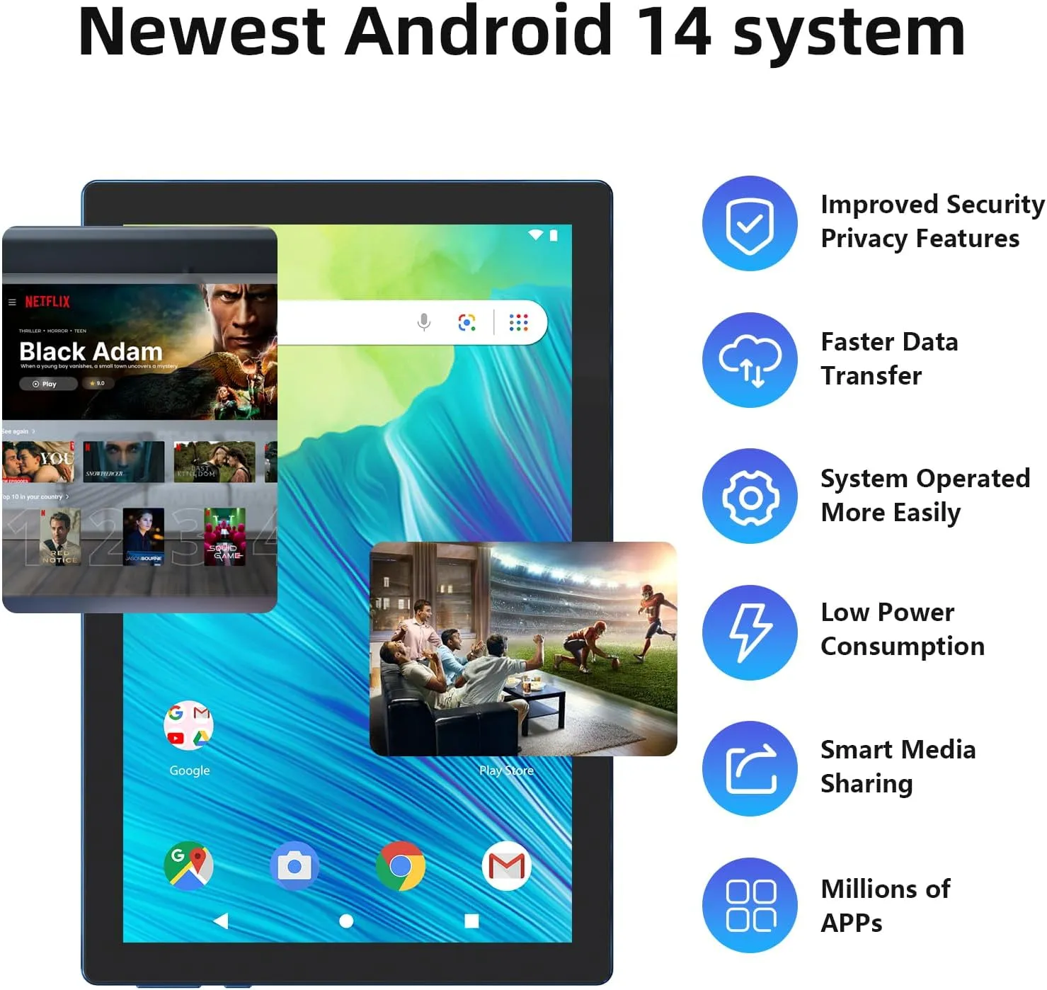 10 inch Tablet Android 14 Tablets PC Set 2 in 1 Tablet with Keyboard Case Mouse Stylus 8GB RAM 64GB ROM 1TB Expansion Tableta Computer 10.1" IPS Screen 2MP 8MP Dual Camera 6000 mAh battery WiFi BT Tab