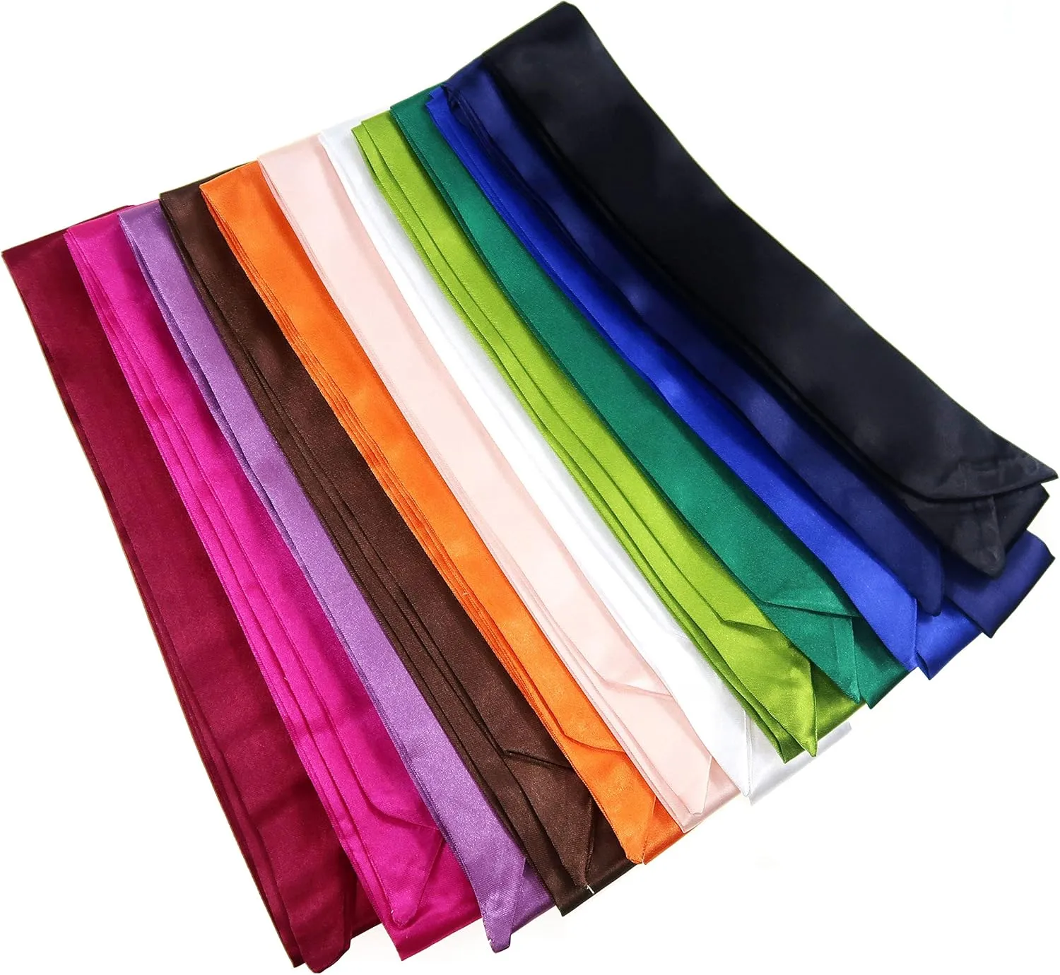 12 Set Mixed Designs Satin Head Hair Handbag Handle Highlights Scarf Tie Bundle