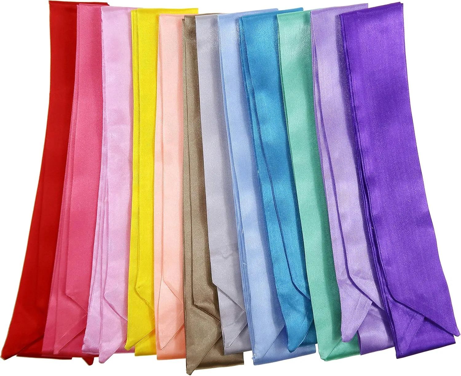 12 Set Mixed Designs Satin Head Hair Handbag Handle Highlights Scarf Tie Bundle