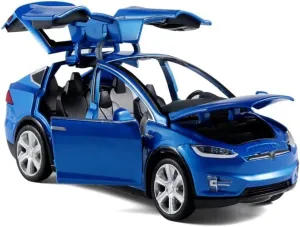 1/22 Model x Metal Die Casting Toy Car for 3 to 12 Year Old Boy Pull Back Car Toy with Sound and Lights (Blue)