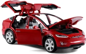 1/22 Model x Metal Die Casting Toy Car for 3 to 12 Year Old Boy Pull Back Car Toy with Sound and Lights (Red)