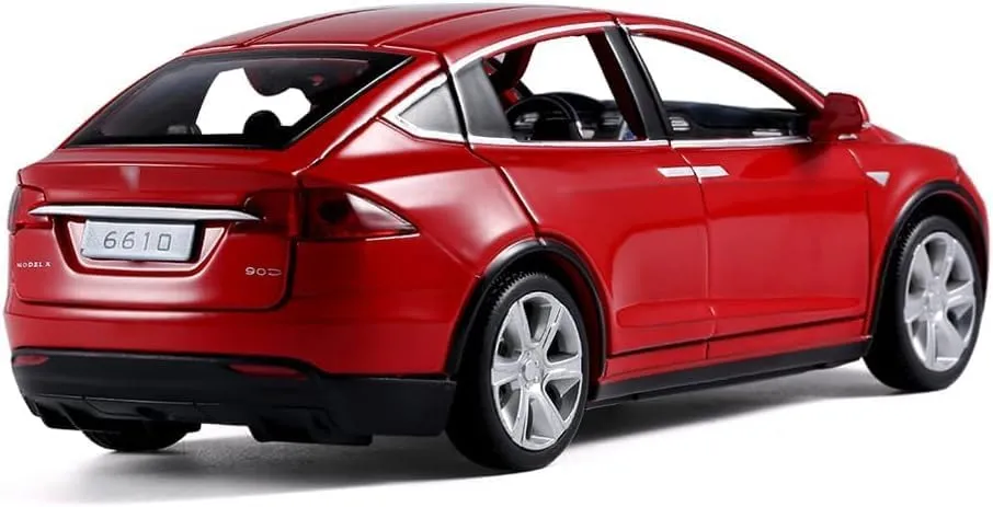 1/22 Model x Metal Die Casting Toy Car for 3 to 12 Year Old Boy Pull Back Car Toy with Sound and Lights (Red)
