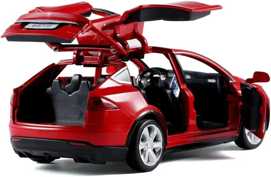 1/22 Model x Metal Die Casting Toy Car for 3 to 12 Year Old Boy Pull Back Car Toy with Sound and Lights (Red)