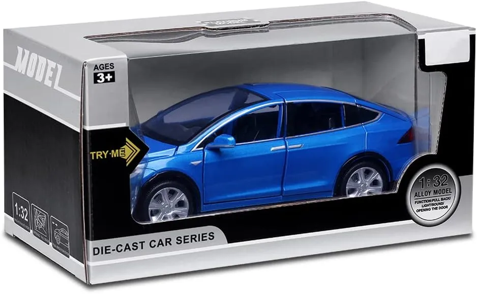 1/32 Model x Metal Die Casting Toy Car for 3 to 12 Year Old Boy Pull Back Car Toy with Sound and Lights (Blue)