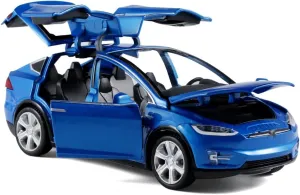 1/32 Model x Metal Die Casting Toy Car for 3 to 12 Year Old Boy Pull Back Car Toy with Sound and Lights (Blue)