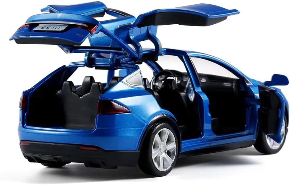 1/32 Model x Metal Die Casting Toy Car for 3 to 12 Year Old Boy Pull Back Car Toy with Sound and Lights (Blue)