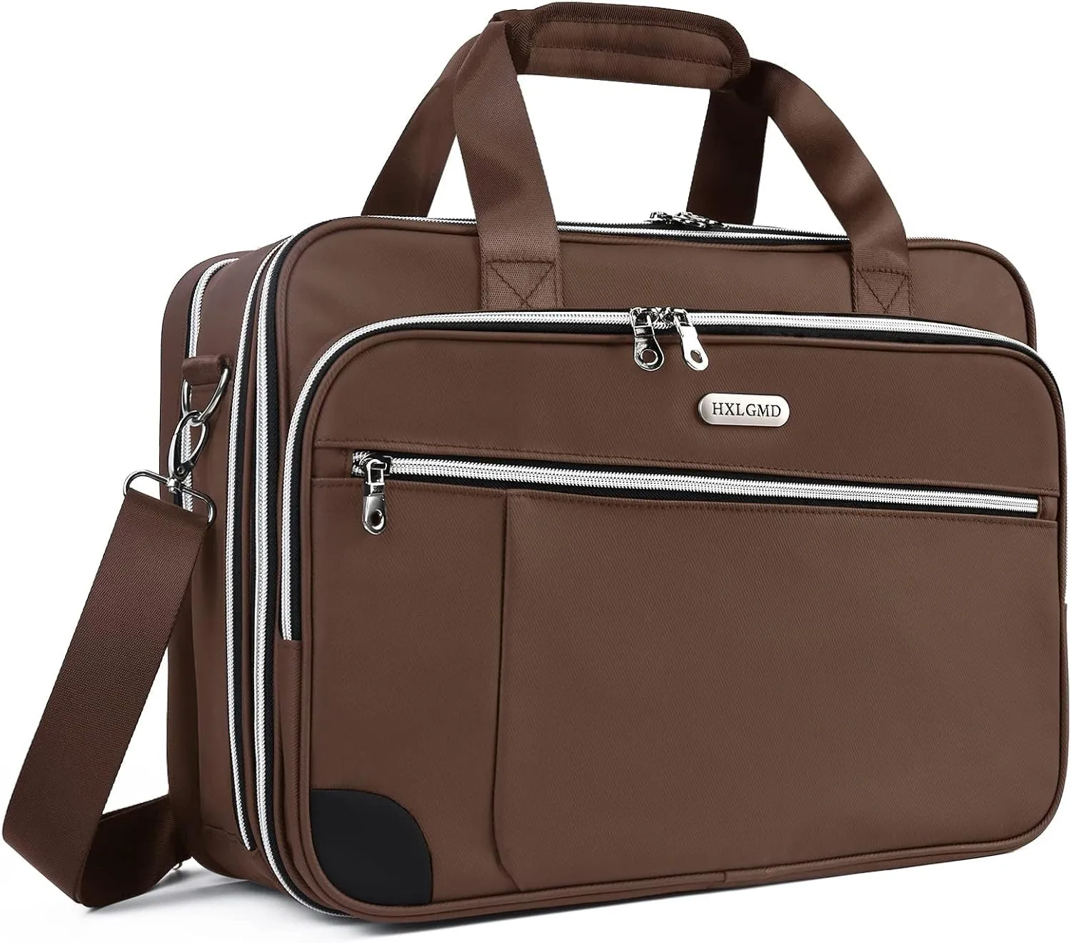 17 Inch Laptop Bag, TSA Expandable Computer Bag Large Laptop Briefcase for Men Water Resistant, Padded Laptop Shoulder Carrying Case Messenger Bag for Work Travel College, Brown