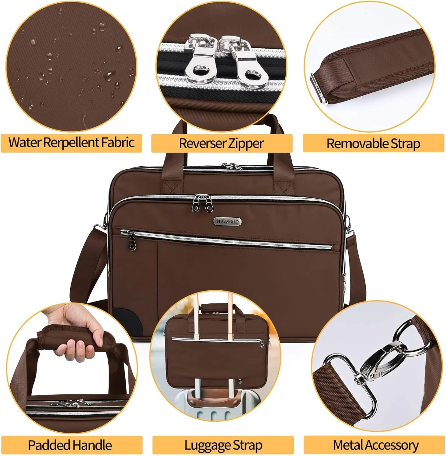 17 Inch Laptop Bag, TSA Expandable Computer Bag Large Laptop Briefcase for Men Water Resistant, Padded Laptop Shoulder Carrying Case Messenger Bag for Work Travel College, Brown