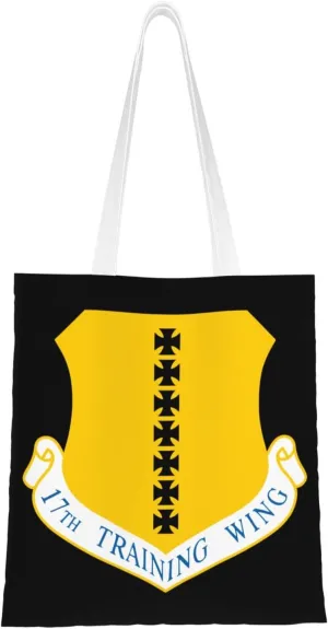 17th Training Wing Tote Bag for Women Canvas Shopping Bags Reusable Large Capacity Casual Shoulder Handbags Grocery Bags