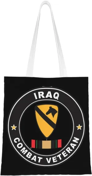 1st Cavalry Division Ssi (Full Color) Tote Bag for Women Canvas Shopping Bags Reusable Large Capacity Casual Shoulder Handbags Grocery Bags DIY Gift Bags