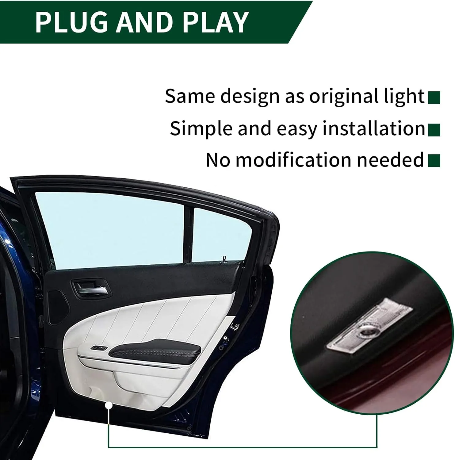 2 Pcs Never Fade Door Light Logo, Projection Ghost Shadow Welcome Puddle Light Compatible with Range Rover 2010-2022 Accessories (White & Green)