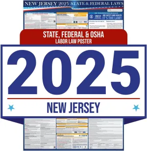 2024 New Jersey State and Federal Labor Laws Poster - OSHA Workplace Compliant Includes FLSA FMLA and EEOC Updates - All in One Required Compliance Posting 16" x 40" - Laminated (1 Pack Poster)