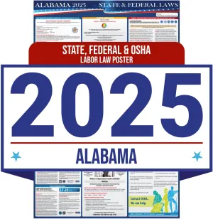 2025 Alabama State and Federal Labor Law Poster - OSHA Workplace Compliant - Mandatory Regulations Posting for Employees - All in One Required Compliance Posting 16" x 40" - Laminated (English)