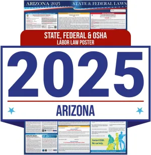 2025 Arizona State and Federal Labor Law Poster - OSHA Workplace Compliant - Mandatory Regulations Posting for Employees - All in One Required Compliance Posting 16" x 40" - Laminated (English)