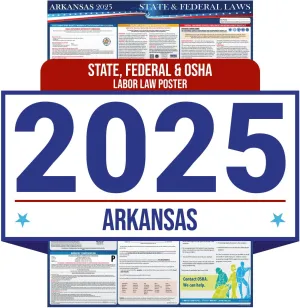 2025 Arkansas State and Federal Labor Law Poster - OSHA Workplace Compliant - Mandatory Regulations Posting for Employees - All in One Required Compliance Posting 16" x 40" - Laminated (English)