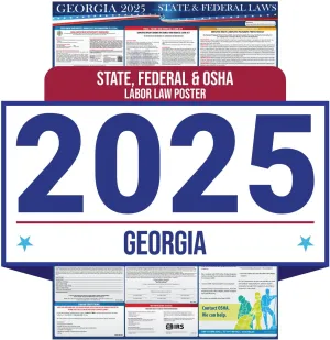 2025 Georgia State and Federal Labor Law Poster - OSHA Workplace Compliant - Mandatory Regulations Posting for Employees - All in One Required Compliance Posting 16" x 40" - Laminated (1 Pack)