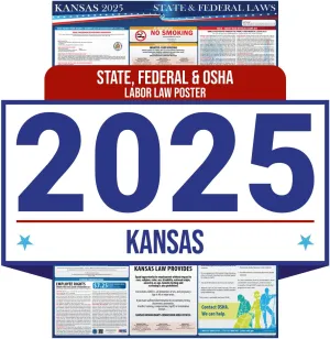 2025 Kansas State and Federal Labor Law Poster - OSHA Workplace Compliant - Mandatory Regulations Posting for Employees - All-in-One Required Compliance Posting 16" x 40" - Laminated (English)
