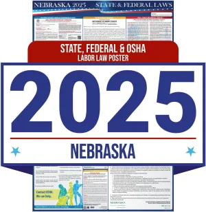 2025 Nebraska State and Federal Labor Law Poster - OSHA Workplace Compliant - Mandatory Regulations Posting for Employees - All in One Required Compliance Posting 16" x 40" - Laminated