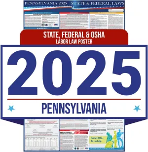 2025 Pennsylvania State and Federal Labor Laws Poster - OSHA Workplace Compliant - Mandatory Regulations Posting for Employees - All in One Required Compliance Posting 16" x 40" - Laminated