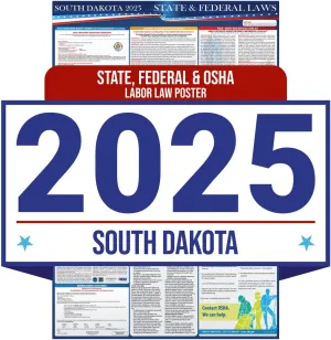 2025 South Dakota State and Federal Labor Law Poster - OSHA Workplace Compliant - Mandatory Regulations Posting for Employees - All in One Required Compliance Posting 16" x 40" - Laminated (English)