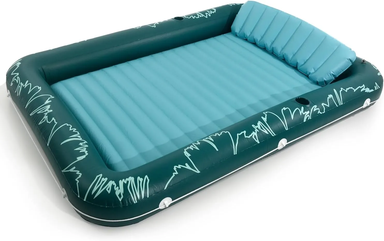 2025 Upgrade 73"*46" Inflatable Tanning Pool Lounger Float for Adults - Blow up Pool & Lake floaties Sunbathing Tub with Pillow and Drink Holders for Backyard Beach Summer Water Party