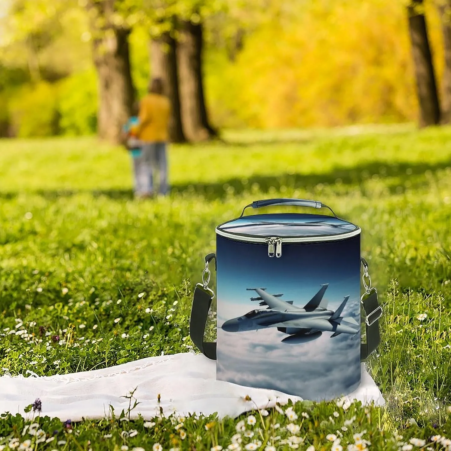 24 Cans Collapsible Soft Cooler Bag,Aircraft Fighter Jets Large Leakproof Camping Cooler,Portable Travel Cooler for Picnic, Camping, Beach, Trip