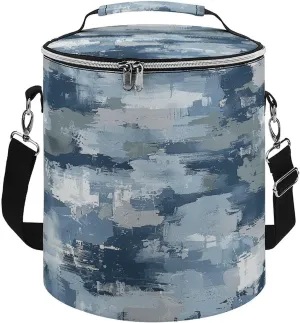 24 Cans Collapsible Soft Cooler Bag,Blue And Gray Pattern Large Leakproof Camping Cooler,Portable Travel Cooler for Picnic, Camping, Beach, Trip