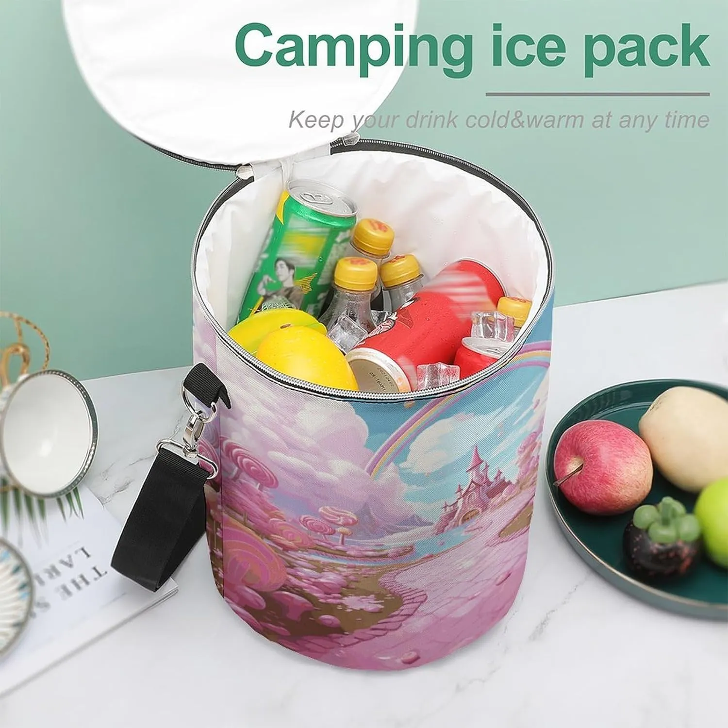 24 Cans Collapsible Soft Cooler Bag,Candy Land Large Leakproof Camping Cooler,Portable Travel Cooler for Picnic, Camping, Beach, Trip