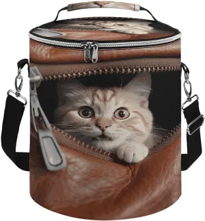 24 Cans Collapsible Soft Cooler Bag,Cat Peeks Out Large Leakproof Camping Cooler,Portable Travel Cooler for Picnic, Camping, Beach, Trip