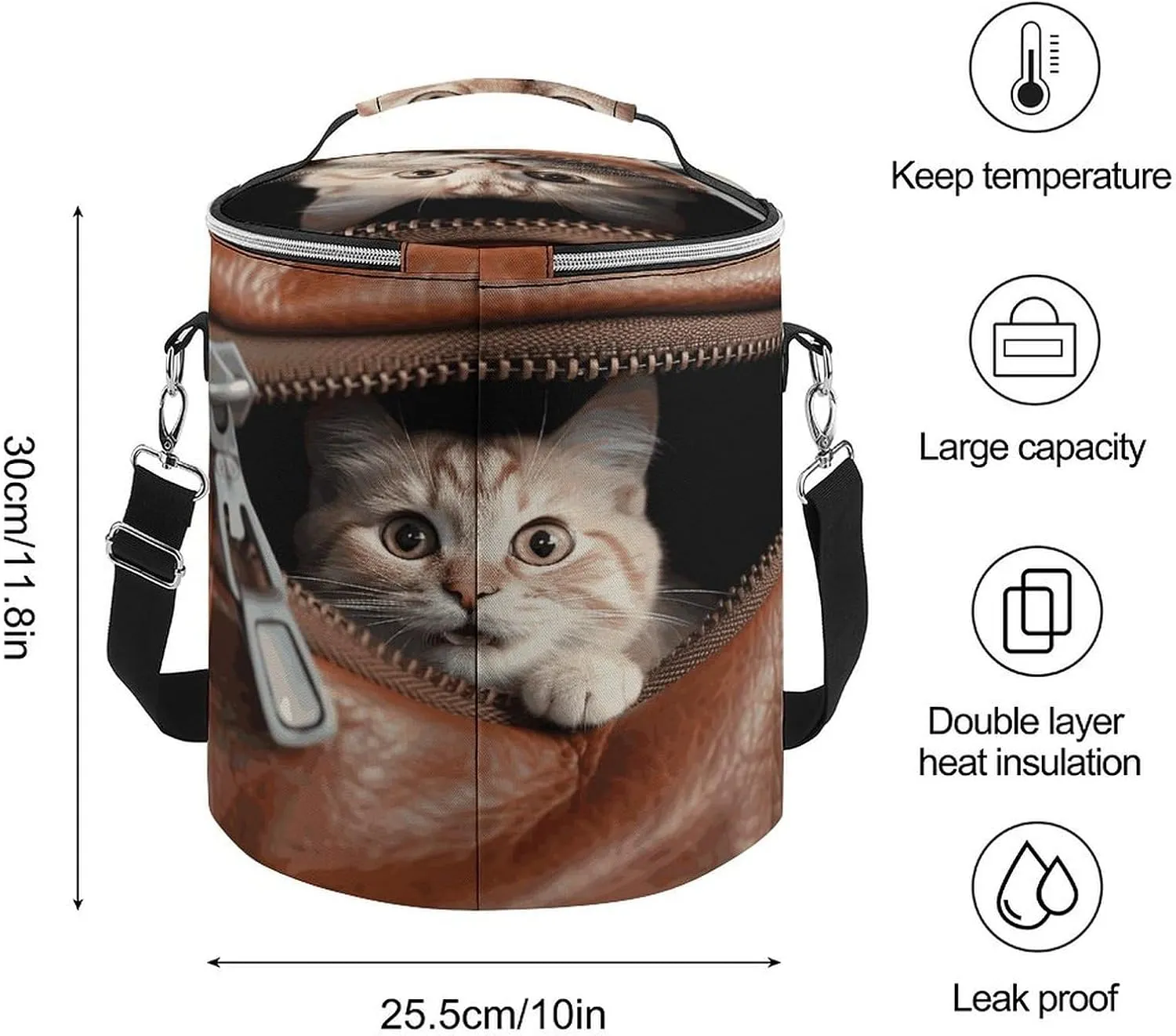 24 Cans Collapsible Soft Cooler Bag,Cat Peeks Out Large Leakproof Camping Cooler,Portable Travel Cooler for Picnic, Camping, Beach, Trip