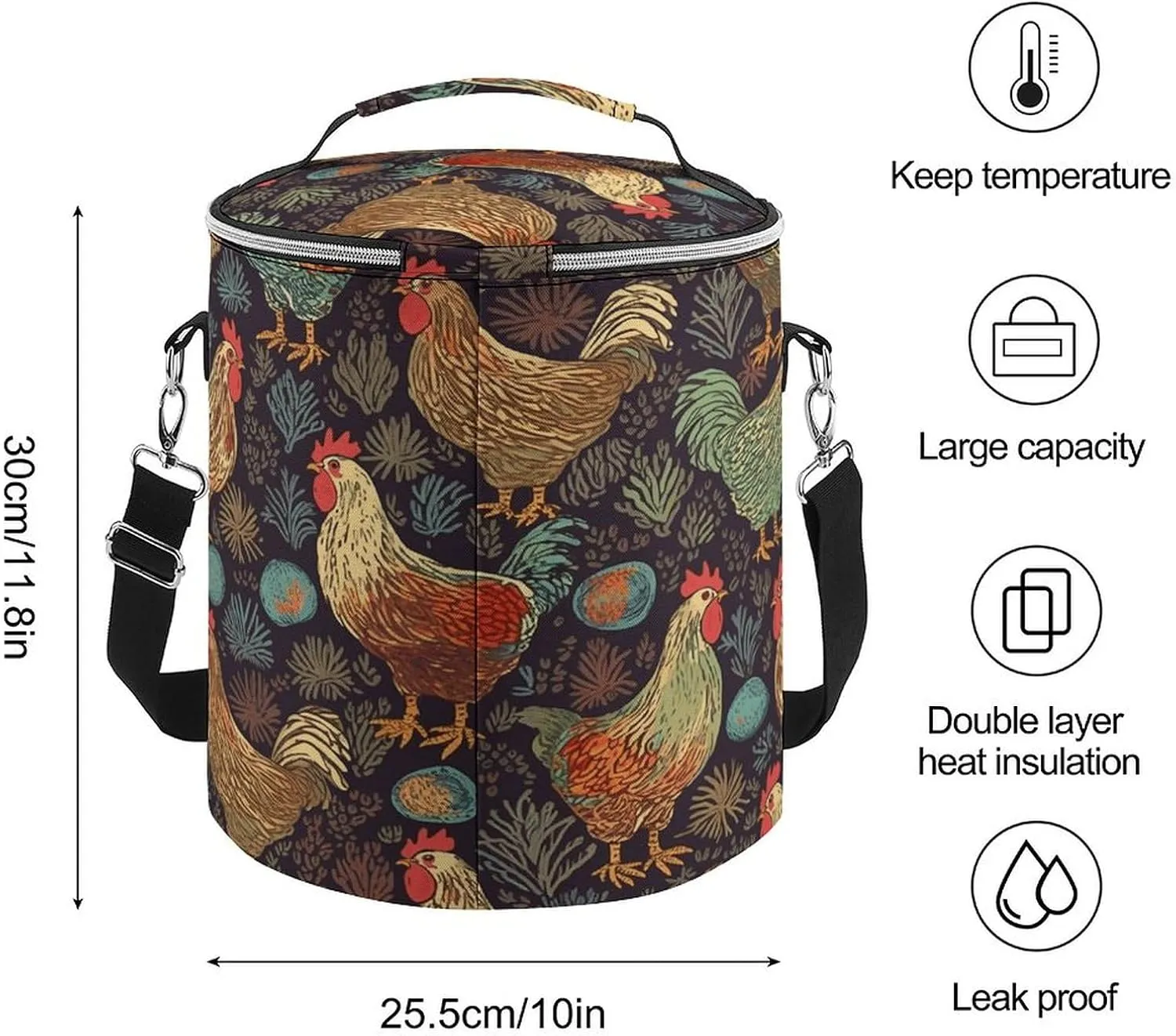 24 Cans Collapsible Soft Cooler Bag,Chicken Print Large Leakproof Camping Cooler,Portable Travel Cooler for Picnic, Camping, Beach, Trip