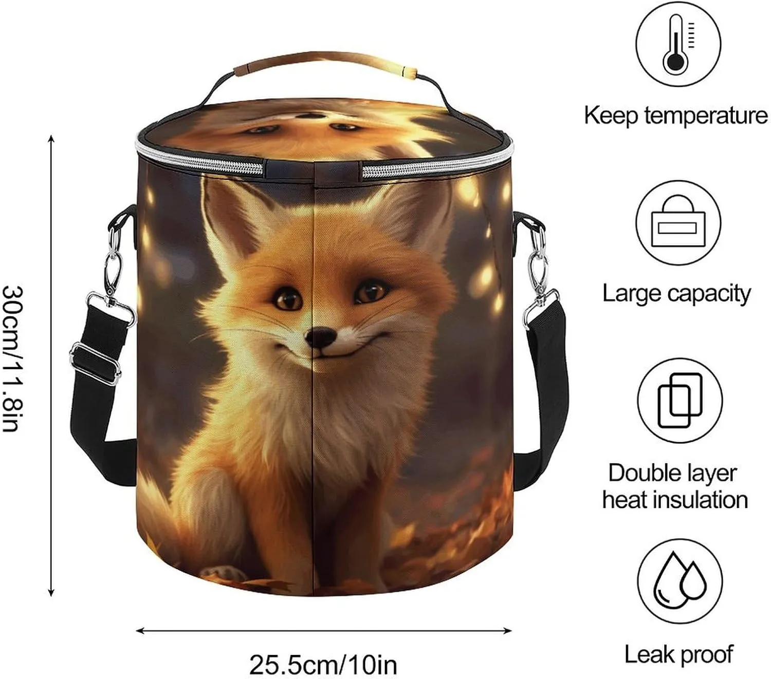 24 Cans Collapsible Soft Cooler Bag,Cute Fox Large Leakproof Camping Cooler,Portable Travel Cooler for Picnic, Camping, Beach, Trip