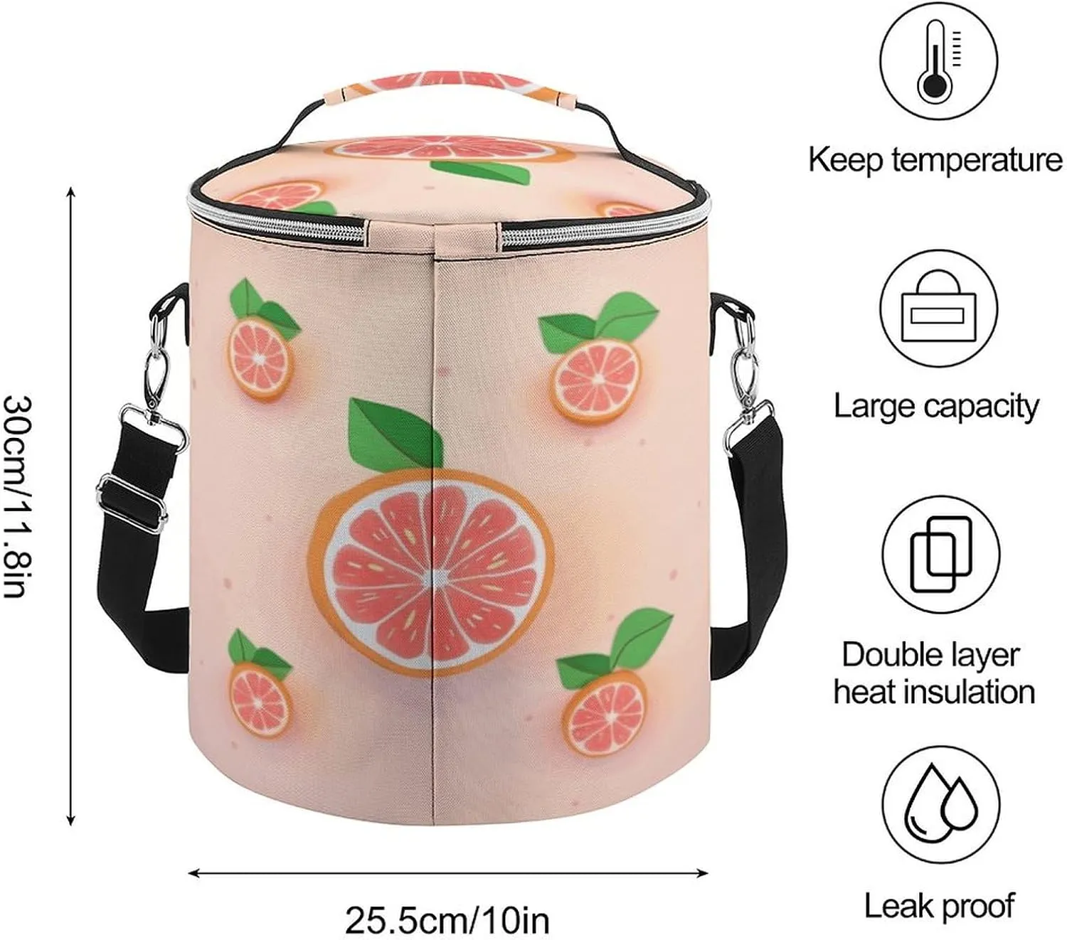 24 Cans Collapsible Soft Cooler Bag,Cute Grapefruit Large Leakproof Camping Cooler,Portable Travel Cooler for Picnic, Camping, Beach, Trip