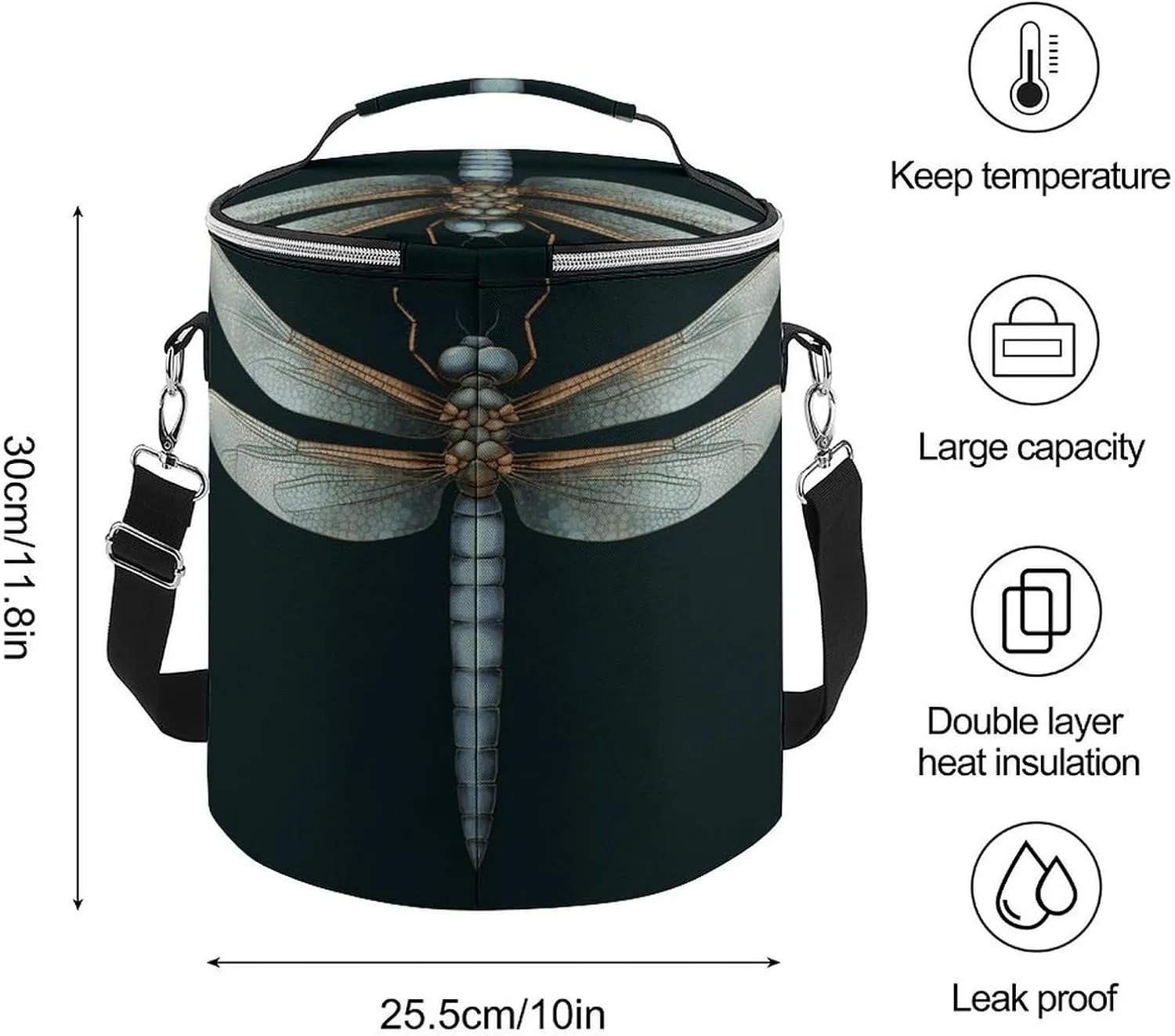 24 Cans Collapsible Soft Cooler Bag,Dragonfly Large Leakproof Camping Cooler,Portable Travel Cooler for Picnic, Camping, Beach, Trip