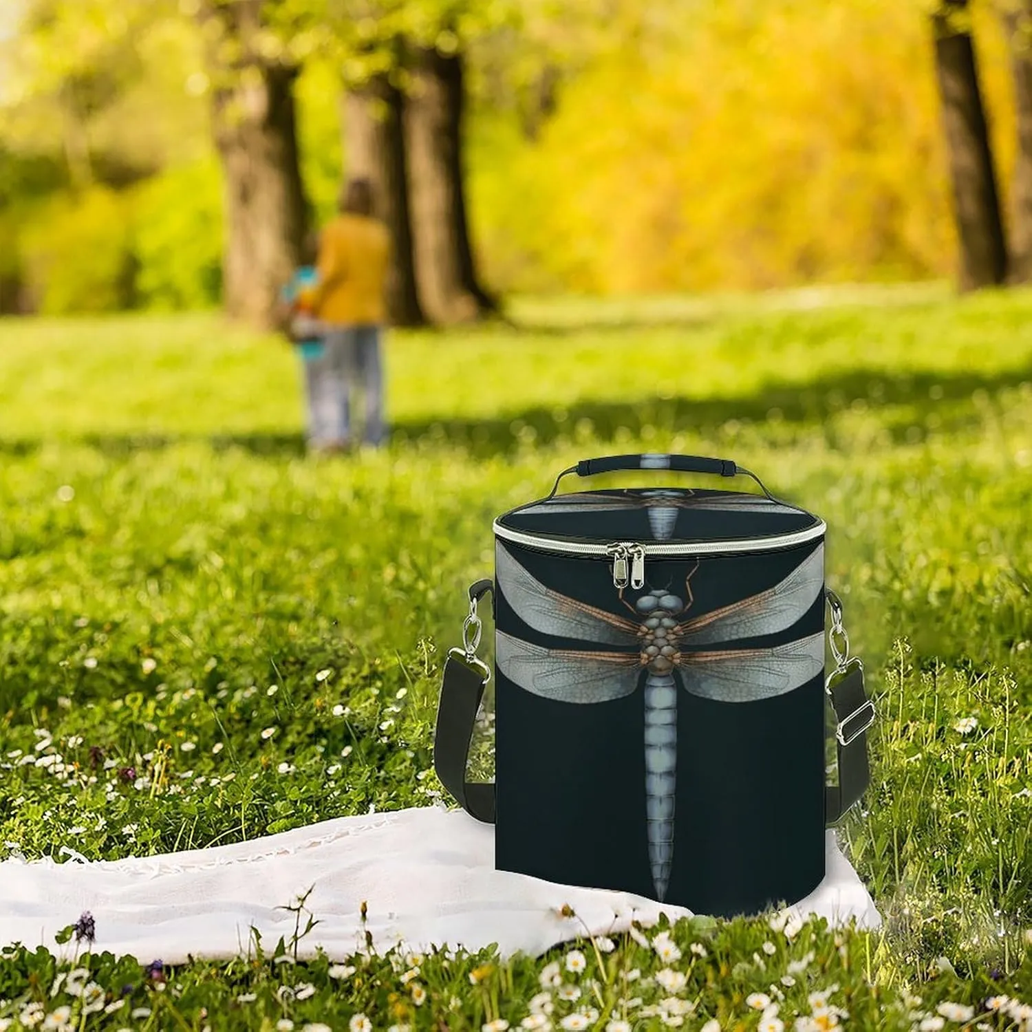 24 Cans Collapsible Soft Cooler Bag,Dragonfly Large Leakproof Camping Cooler,Portable Travel Cooler for Picnic, Camping, Beach, Trip
