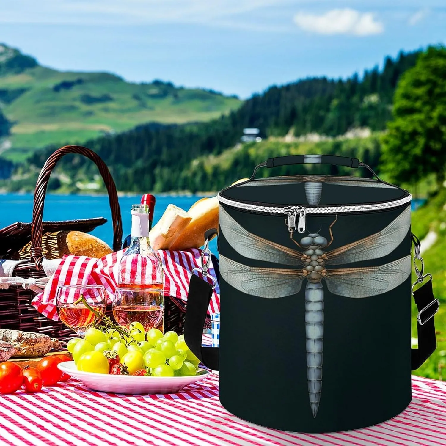 24 Cans Collapsible Soft Cooler Bag,Dragonfly Large Leakproof Camping Cooler,Portable Travel Cooler for Picnic, Camping, Beach, Trip