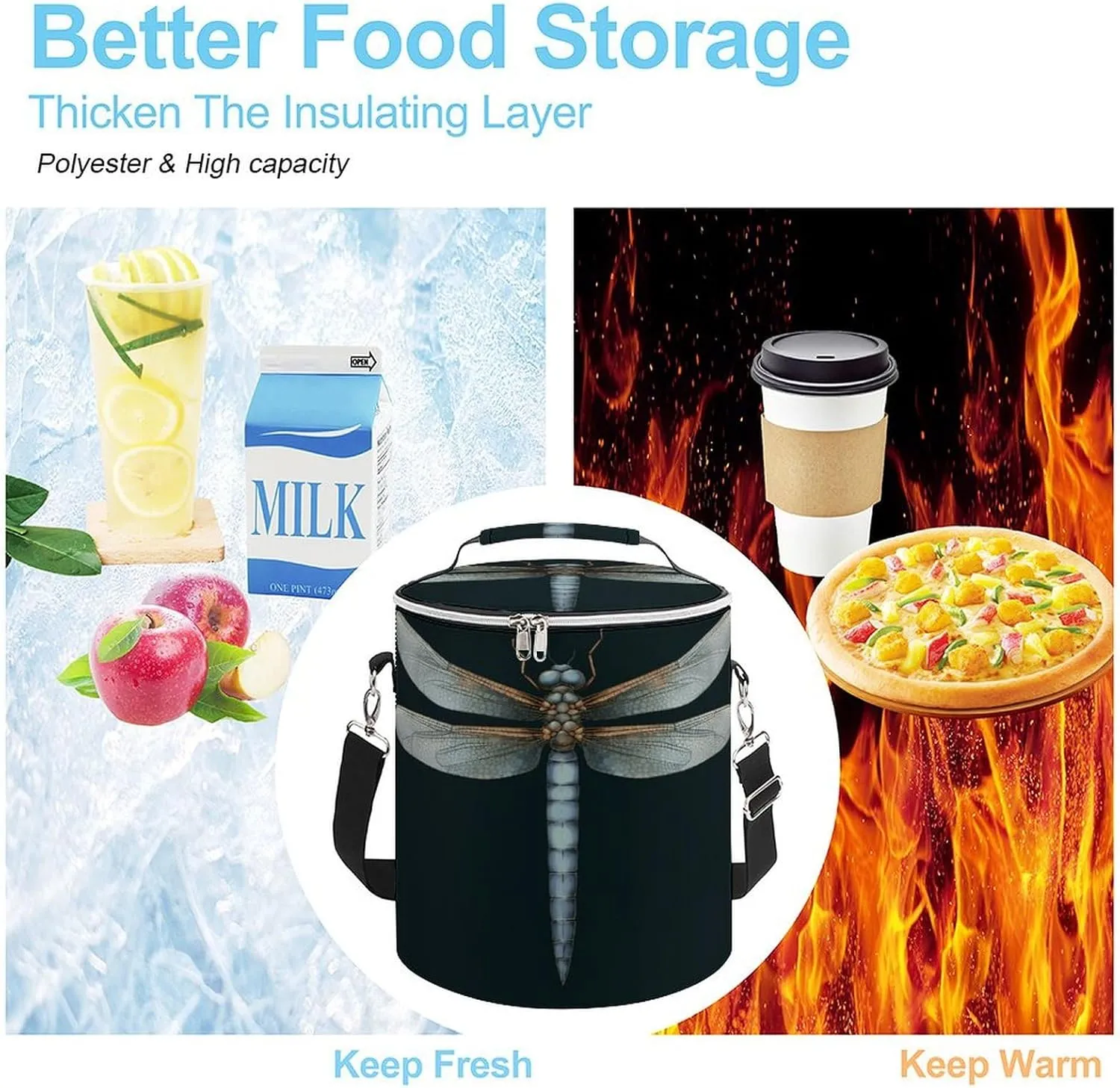 24 Cans Collapsible Soft Cooler Bag,Dragonfly Large Leakproof Camping Cooler,Portable Travel Cooler for Picnic, Camping, Beach, Trip