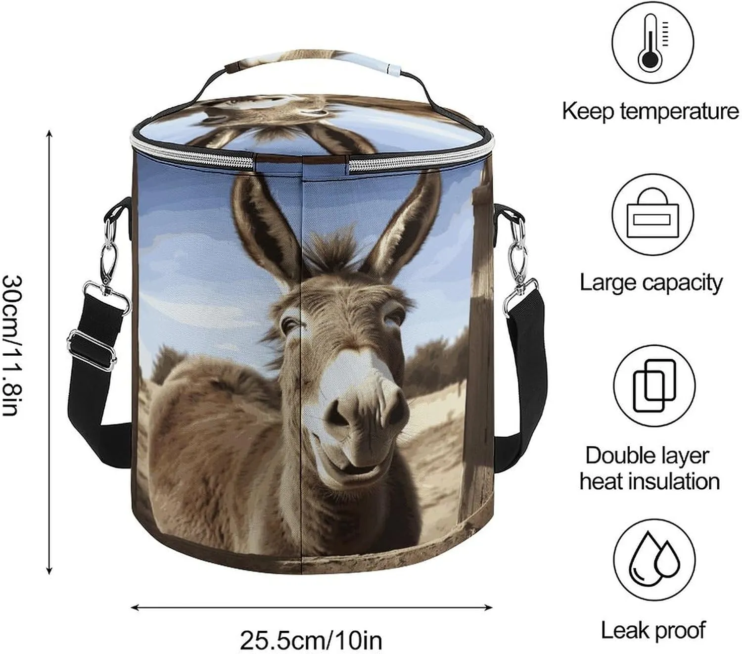 24 Cans Collapsible Soft Cooler Bag,Funny Donkey Large Leakproof Camping Cooler,Portable Travel Cooler for Picnic, Camping, Beach, Trip