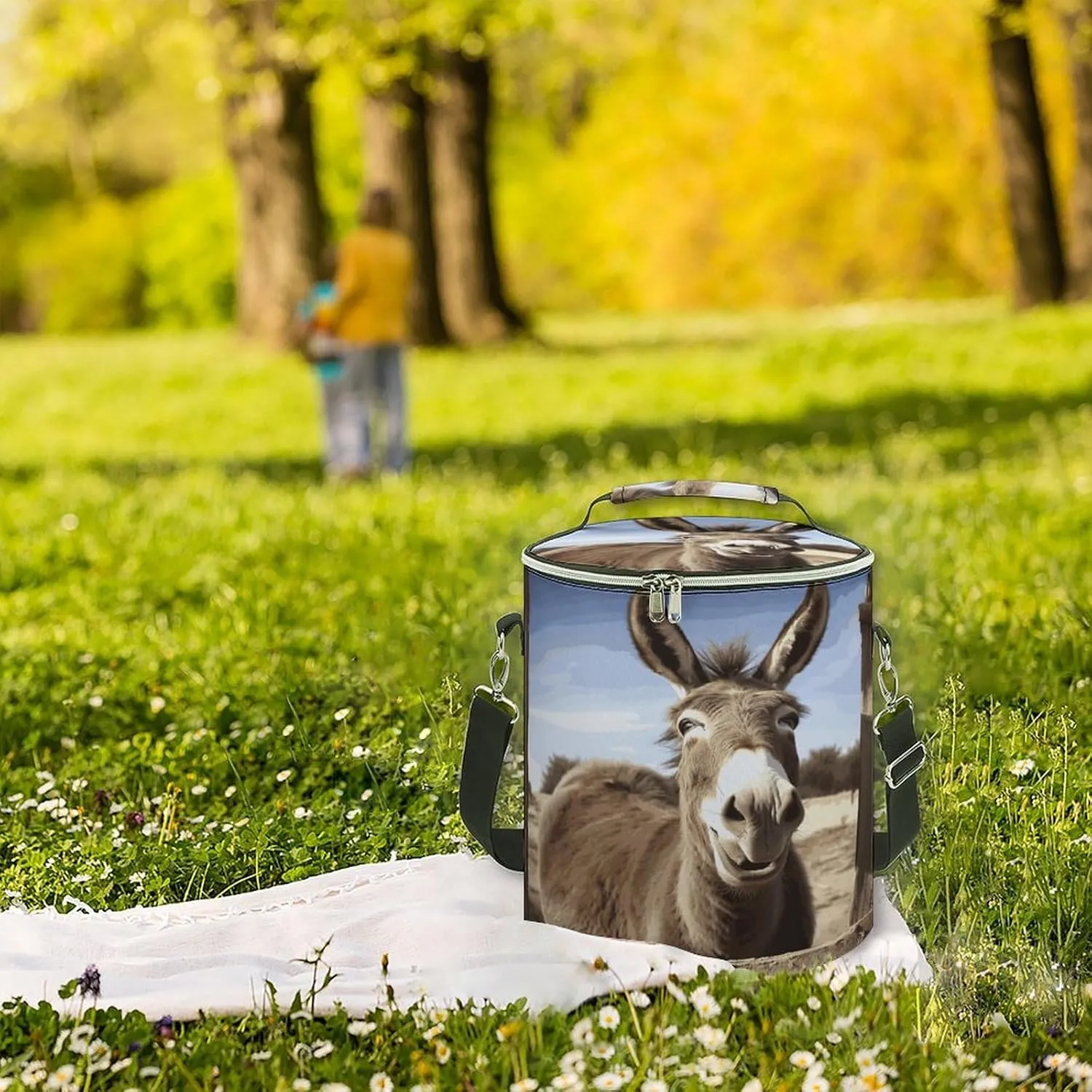 24 Cans Collapsible Soft Cooler Bag,Funny Donkey Large Leakproof Camping Cooler,Portable Travel Cooler for Picnic, Camping, Beach, Trip