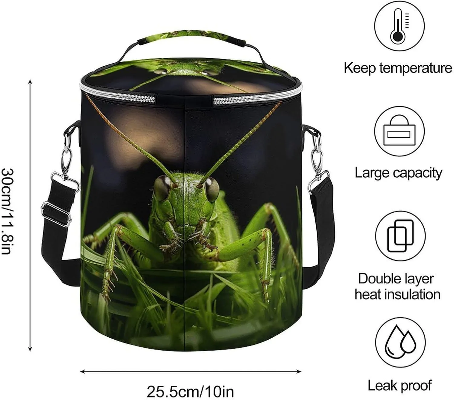 24 Cans Collapsible Soft Cooler Bag,Grasshopper on Grass Large Leakproof Camping Cooler,Portable Travel Cooler for Picnic, Camping, Beach, Trip