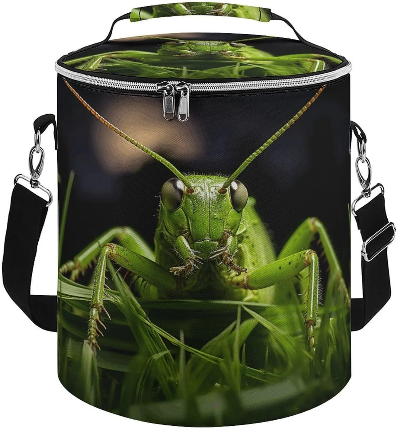 24 Cans Collapsible Soft Cooler Bag,Grasshopper on Grass Large Leakproof Camping Cooler,Portable Travel Cooler for Picnic, Camping, Beach, Trip