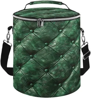 24 Cans Collapsible Soft Cooler Bag,Green Leather Texture Large Leakproof Camping Cooler,Portable Travel Cooler for Picnic, Camping, Beach, Trip