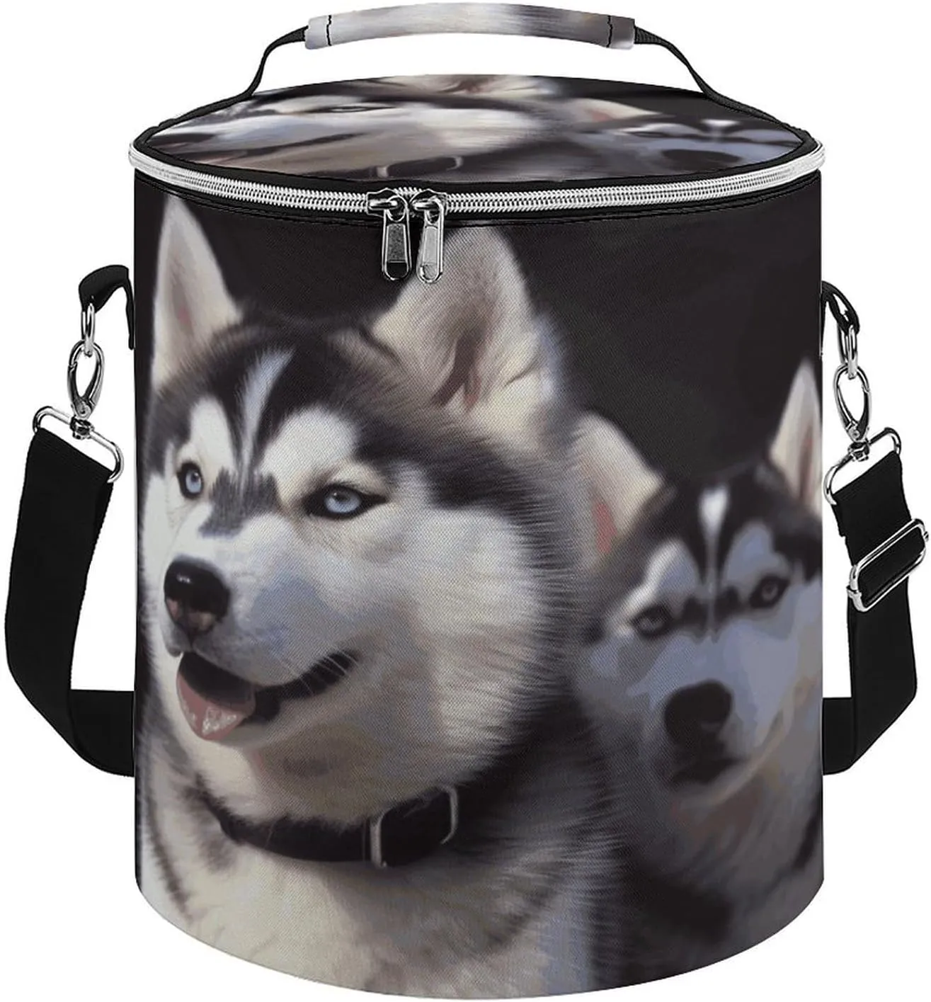 24 Cans Collapsible Soft Cooler Bag,Husky Dog Large Leakproof Camping Cooler,Portable Travel Cooler for Picnic, Camping, Beach, Trip
