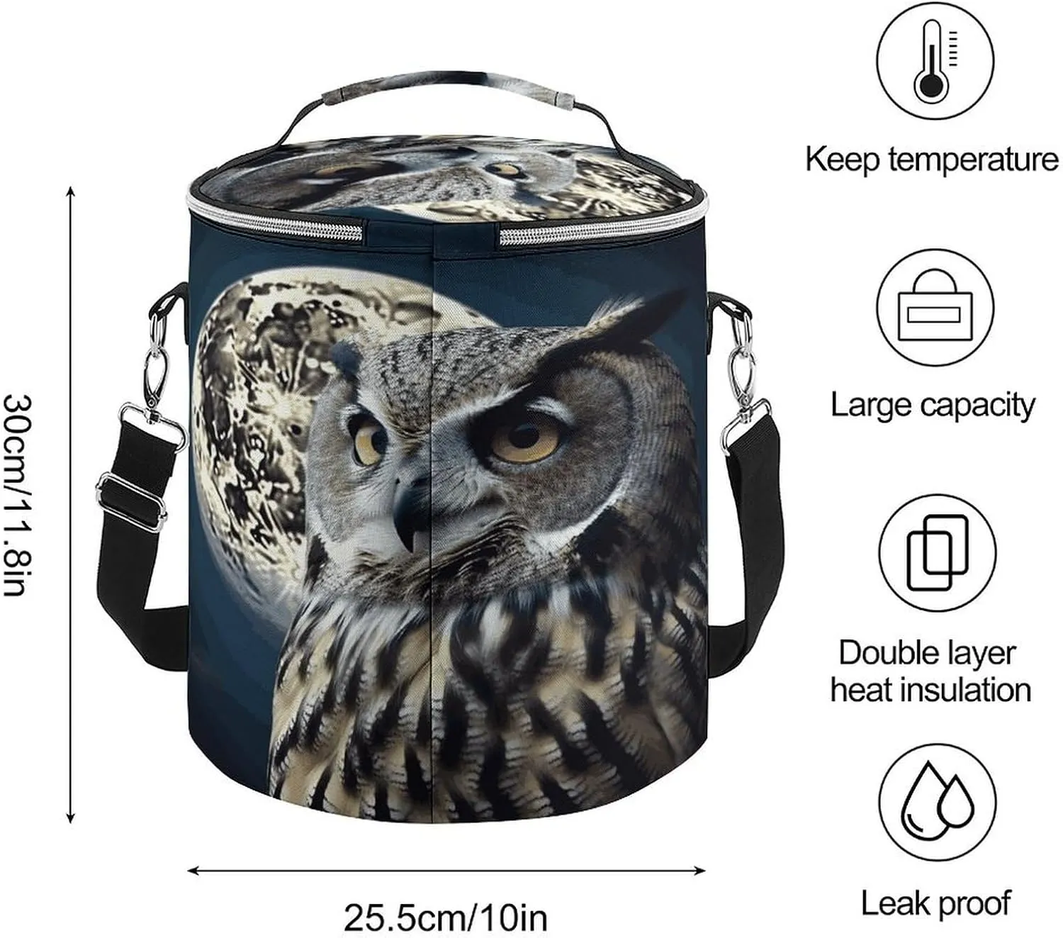 24 Cans Collapsible Soft Cooler Bag,Owl And Moon Large Leakproof Camping Cooler,Portable Travel Cooler for Picnic, Camping, Beach, Trip