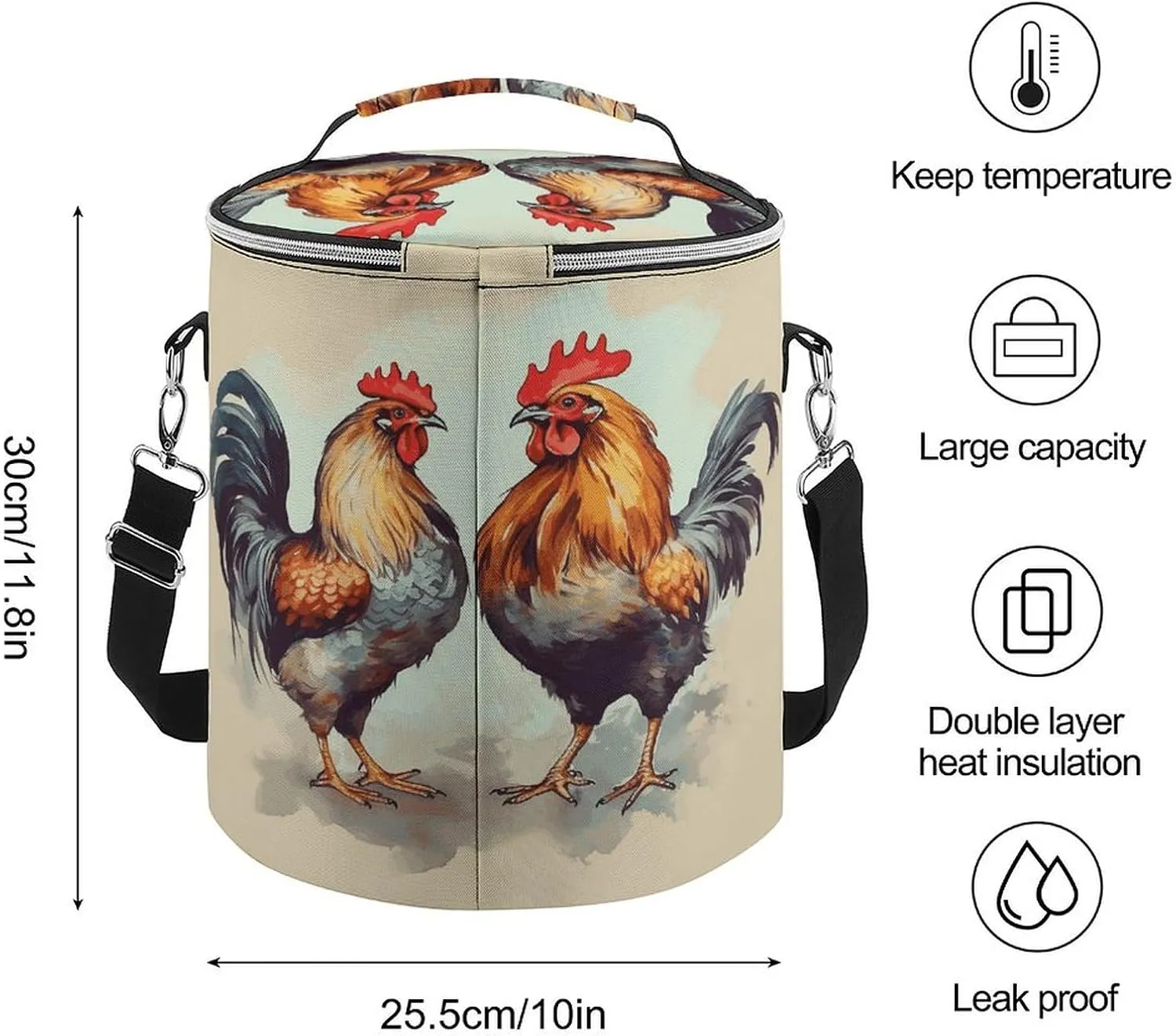 24 Cans Collapsible Soft Cooler Bag,Rooster And Hen Large Leakproof Camping Cooler,Portable Travel Cooler for Picnic, Camping, Beach, Trip