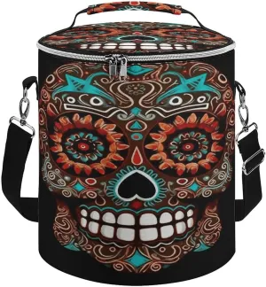 24 Cans Collapsible Soft Cooler Bag,Sugar Skulls Day of The Dead Large Leakproof Camping Cooler,Portable Travel Cooler for Picnic, Camping, Beach, Trip