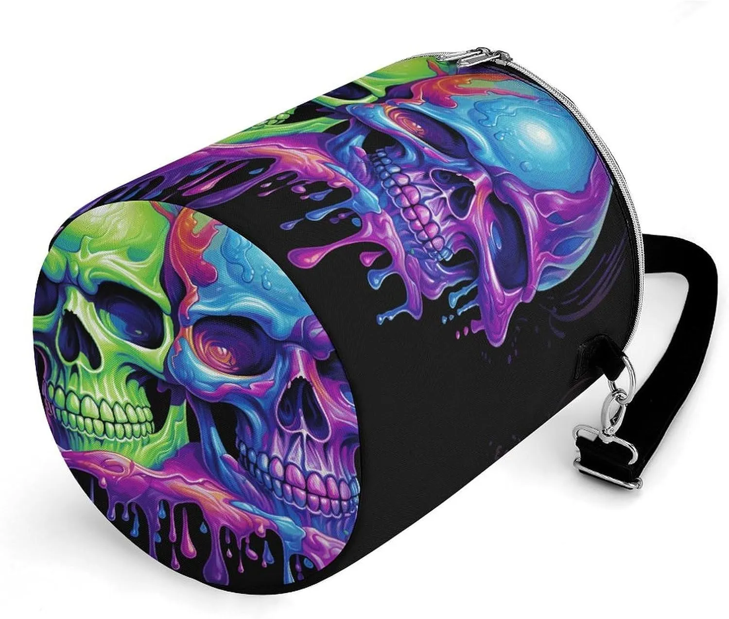 24 Cans Collapsible Soft Cooler Bag,Two Colorful Skulls Large Leakproof Camping Cooler,Portable Travel Cooler for Picnic, Camping, Beach, Trip